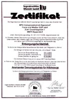 Zertifikat 2016/2017 Entsorgungsfachbetrieb MPA Eppendorf